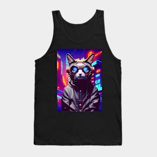 Techno Cat In Japan Neon City Tank Top